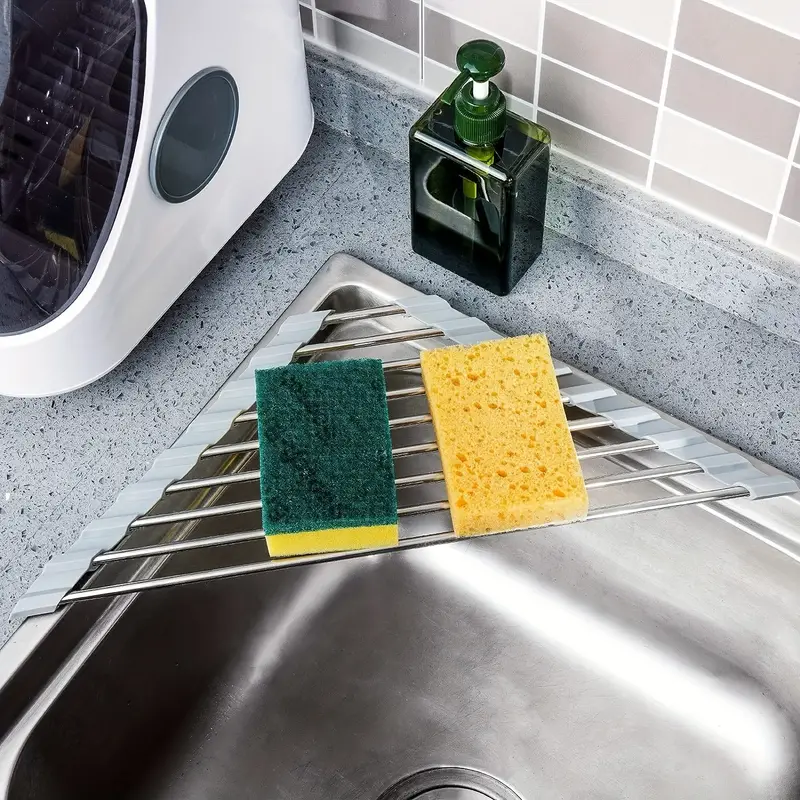Triangle Roll Type Dish Drying Rack For Sink, Drain Rack For Sponge, Brush,  Towel, Hand Sanitizer, Bathroom And Kitchen Supplies - Temu