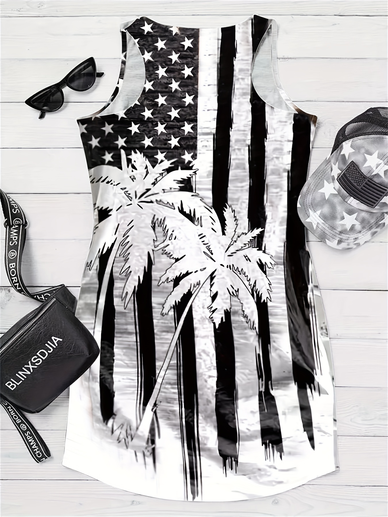 american-flags-coconut-tree-print-dress-casual-plunging-temu-australia