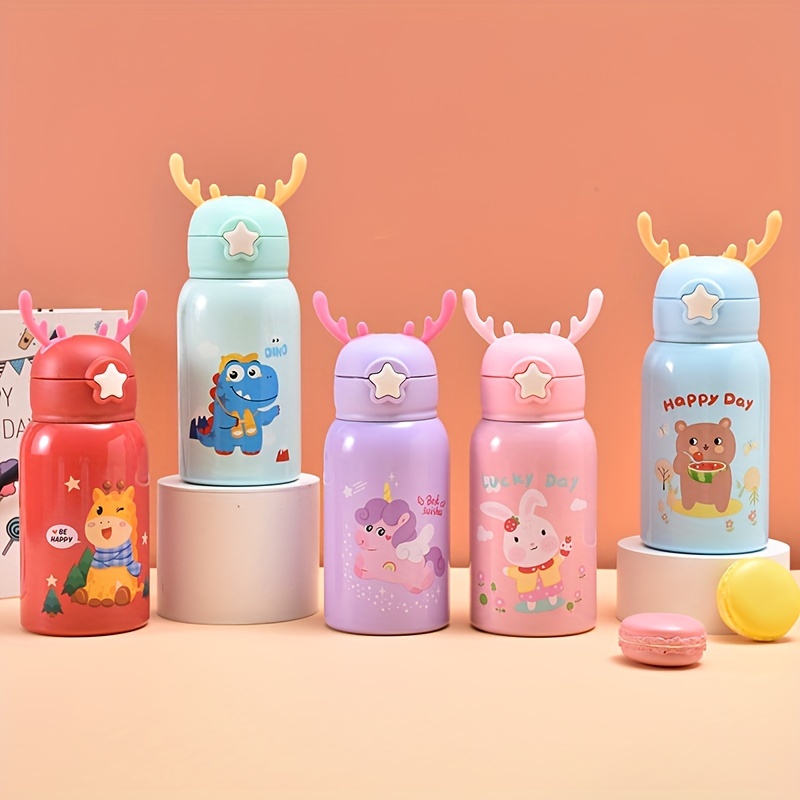 Purple Antler Thermos Cup Stainless Steel Cartoon Water Cup With Straw For  Children's - Buy Purple Antler Thermos Cup Stainless Steel Cartoon Water Cup  With Straw For Children's Product on