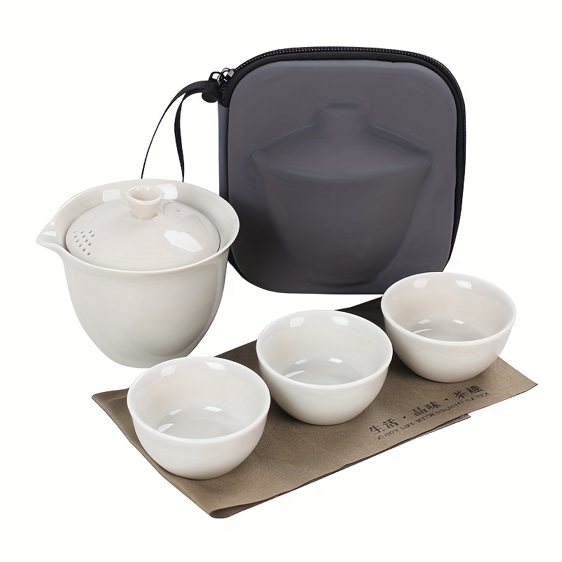 Portable Travel Tea Set With One Pot Three Cups And Tea - Temu