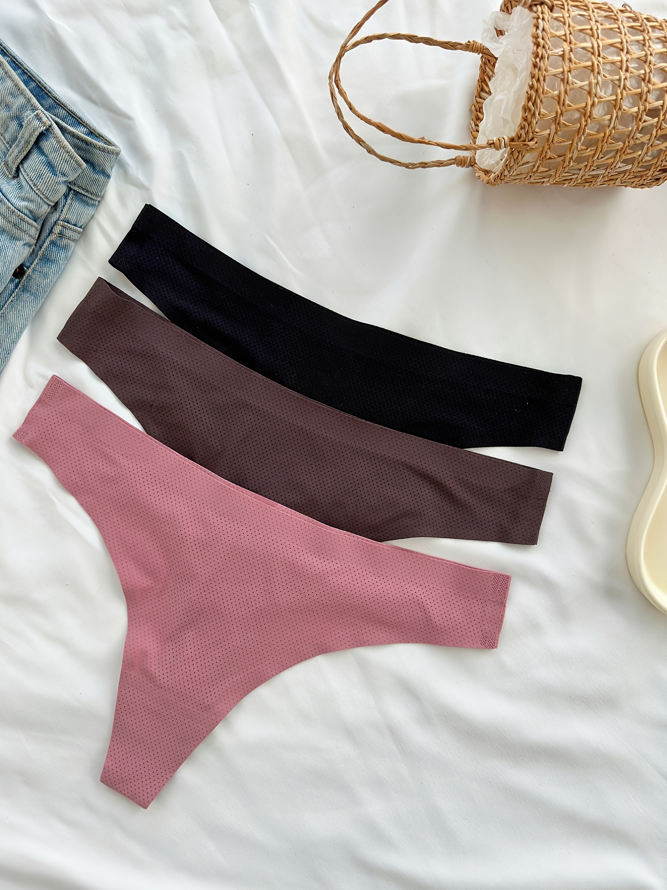 Cute Comfy Elastic Thongs Panties Colorful Low Cut G strings - Temu