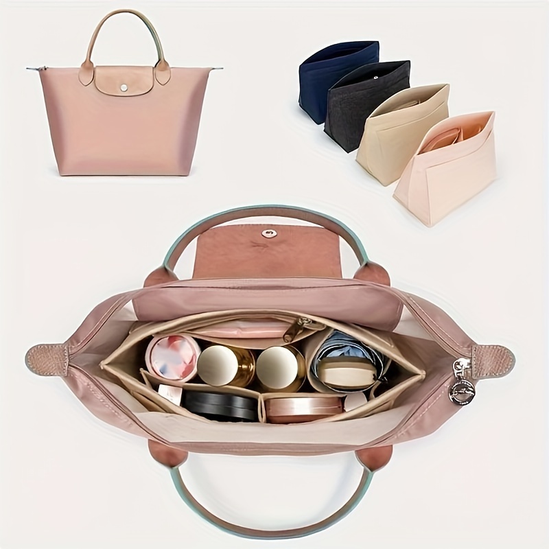 Felt Insert Bag Fits For Longchamp Handbag Liner Bag Felt Cloth Makeup Bag  Support Travel Portable Insert Purse Organizer Tw