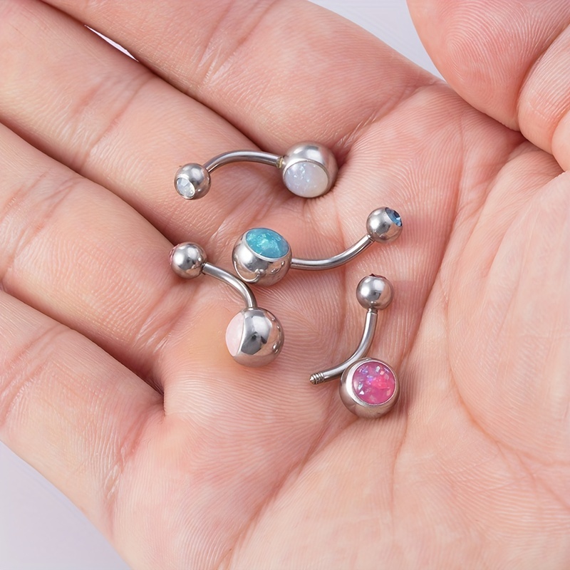 12PCS Belly Button Rings 316L Surgical Steel 14G CZ Navel Rings