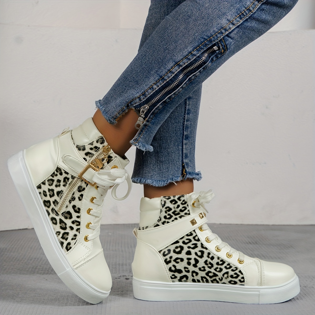 Studded leopard 2025 print boots