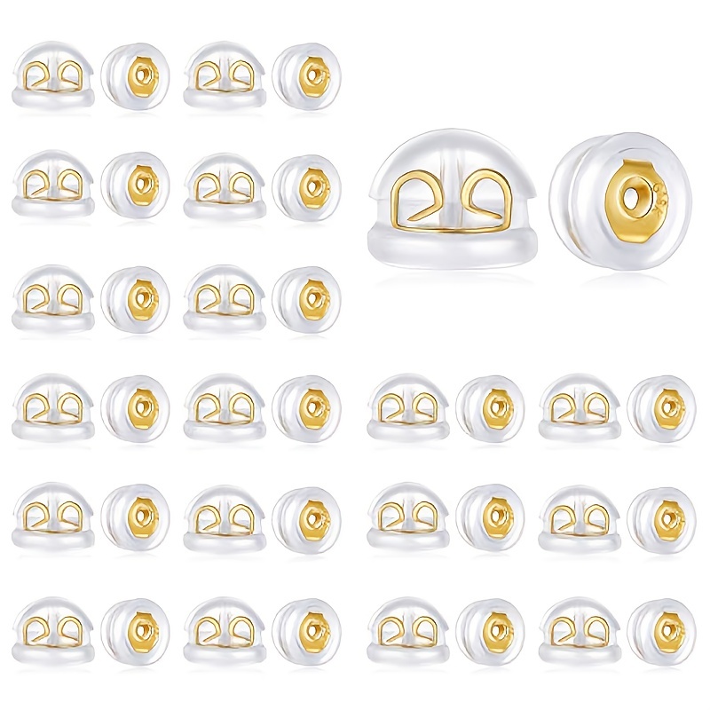 14K Real Solid Gold Earring Backs Hypoallergenic Soft Clear Silicone  Backings Ear Piercing Replacements Secure Safety for Studs Drop Comfortable