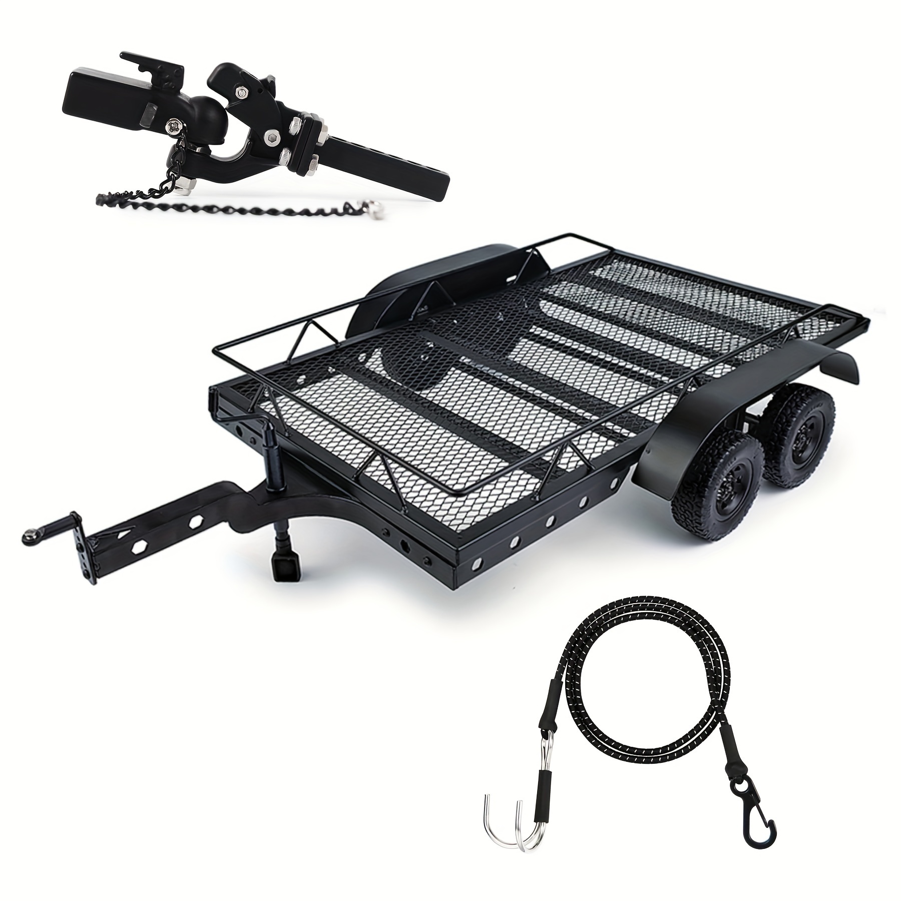 Metal 1/10 Scale Rc Trailer For Hauling Behind Cars With - Temu