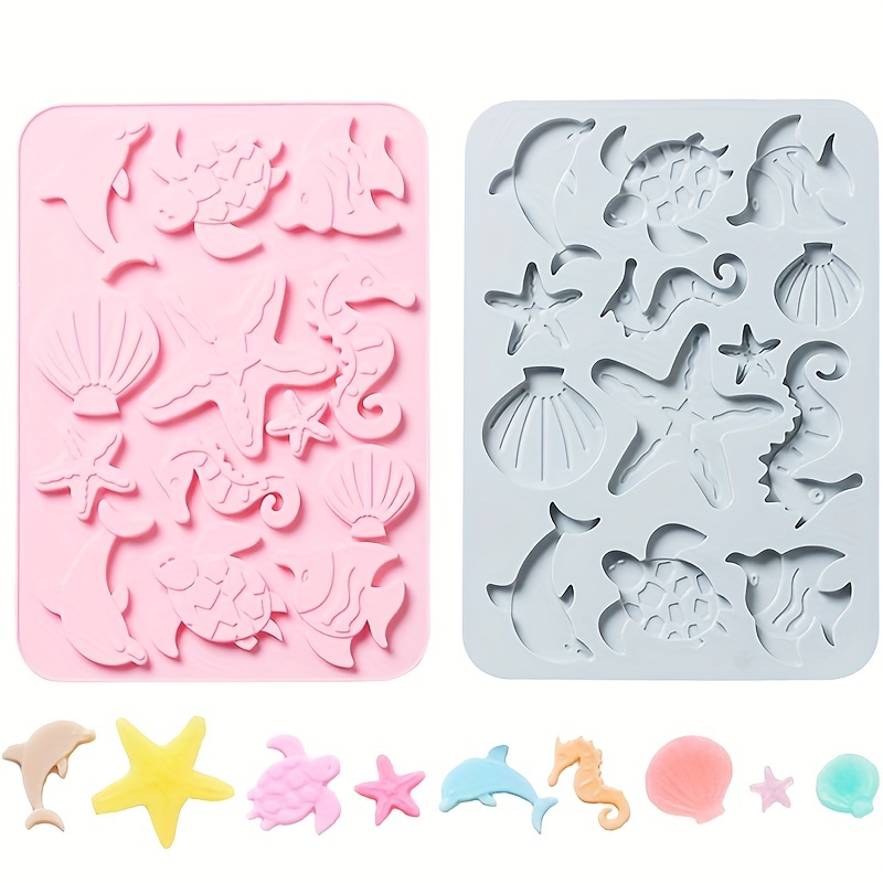 Marine Life Animals Silicone Mold, Marine Life Silicone Mold Assortment  (10 Cavity)