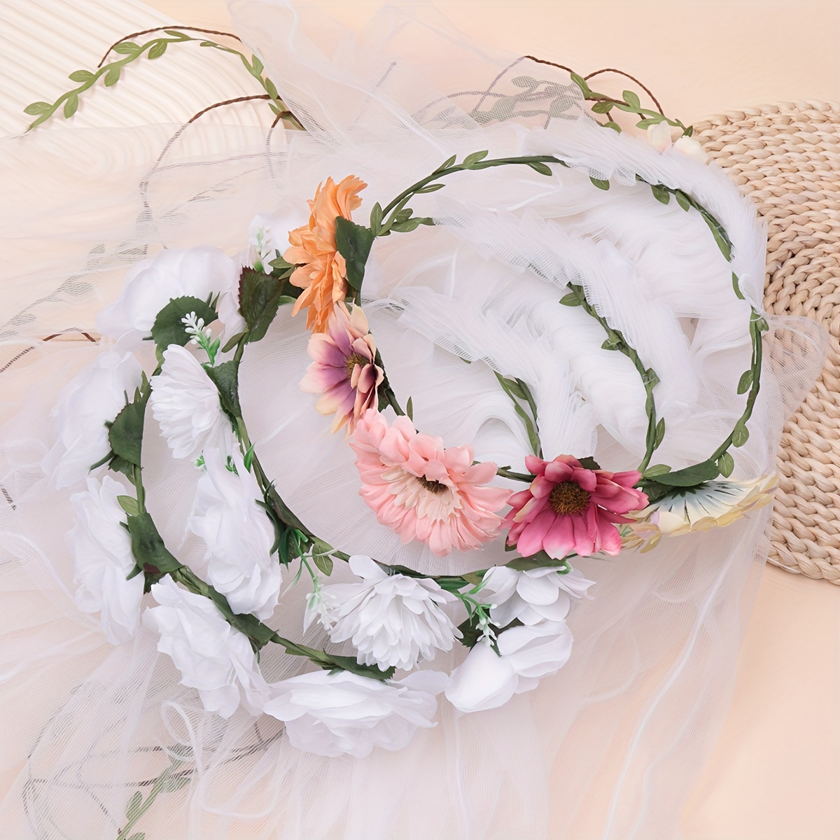 Flower Crown Veil Boho Bachelorette Veil Bachelorette Flower Crown Bridal  Crown Bridal Flower Crown Bachelorette Veil Bride 