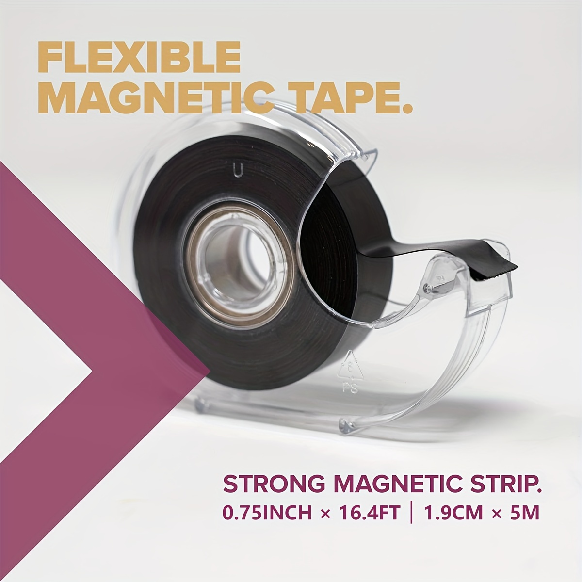 Magnetic Tape Dispenser - Magnetic Strips with Adhesive Backing (20 Feet x  0.75 Inches) - Magnetic Tape Roll