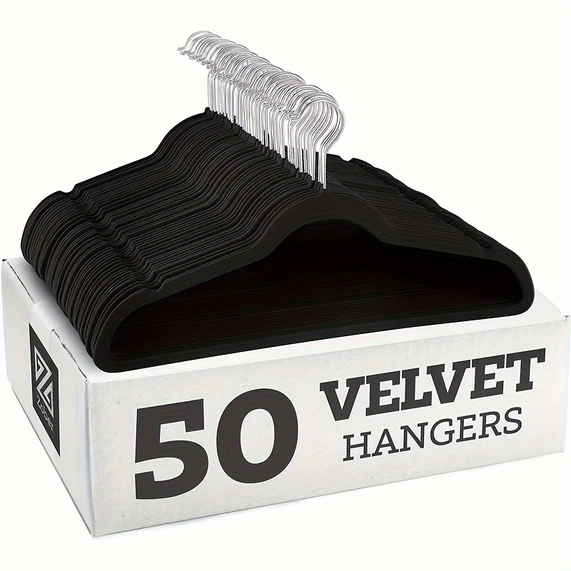 Home Essentials Black Velvet Hangers, 20-Pack