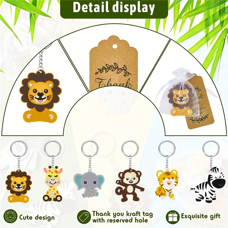 Cute Bear Keychain With Organza Bags Thank You Kraft Tags - Temu