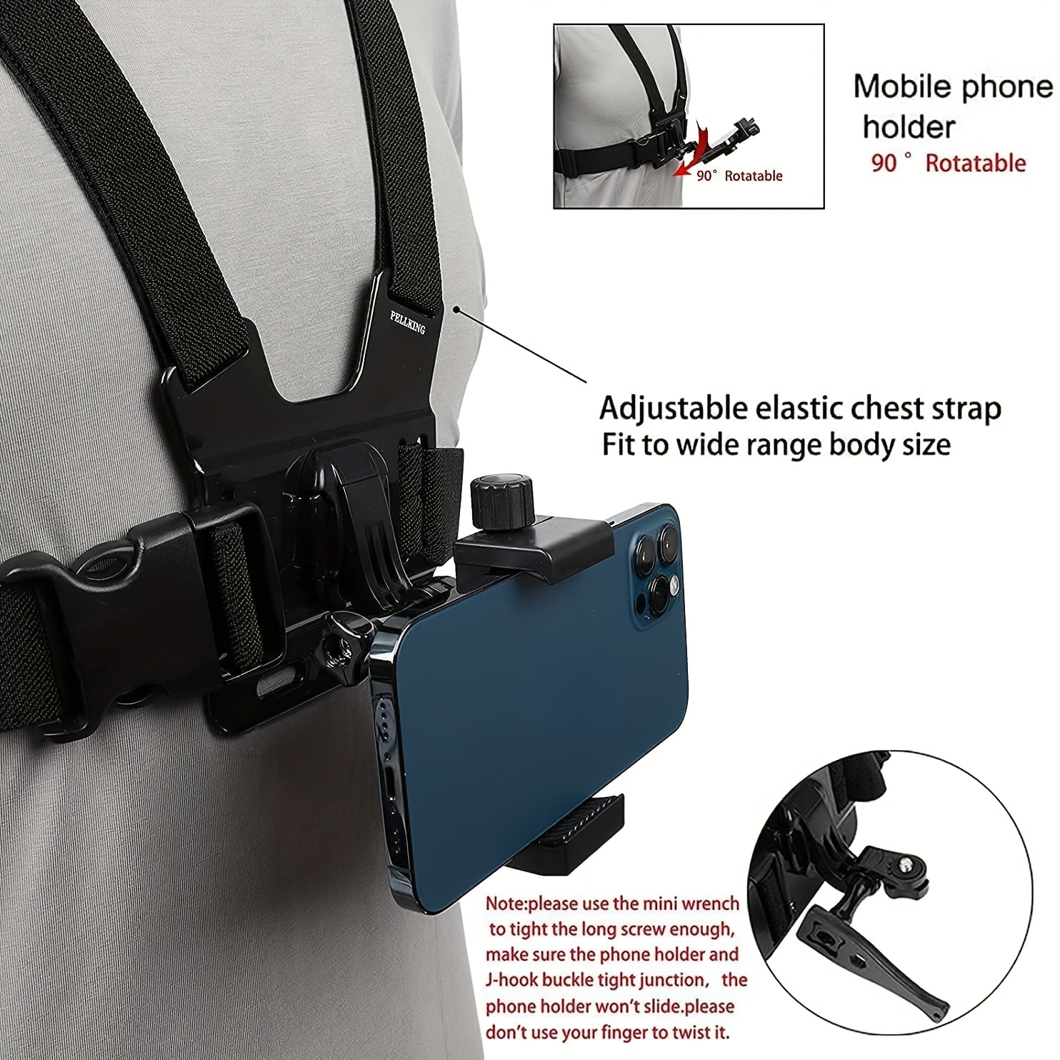 Chest mounted Mobile Phone Holder First person Perspective - Temu