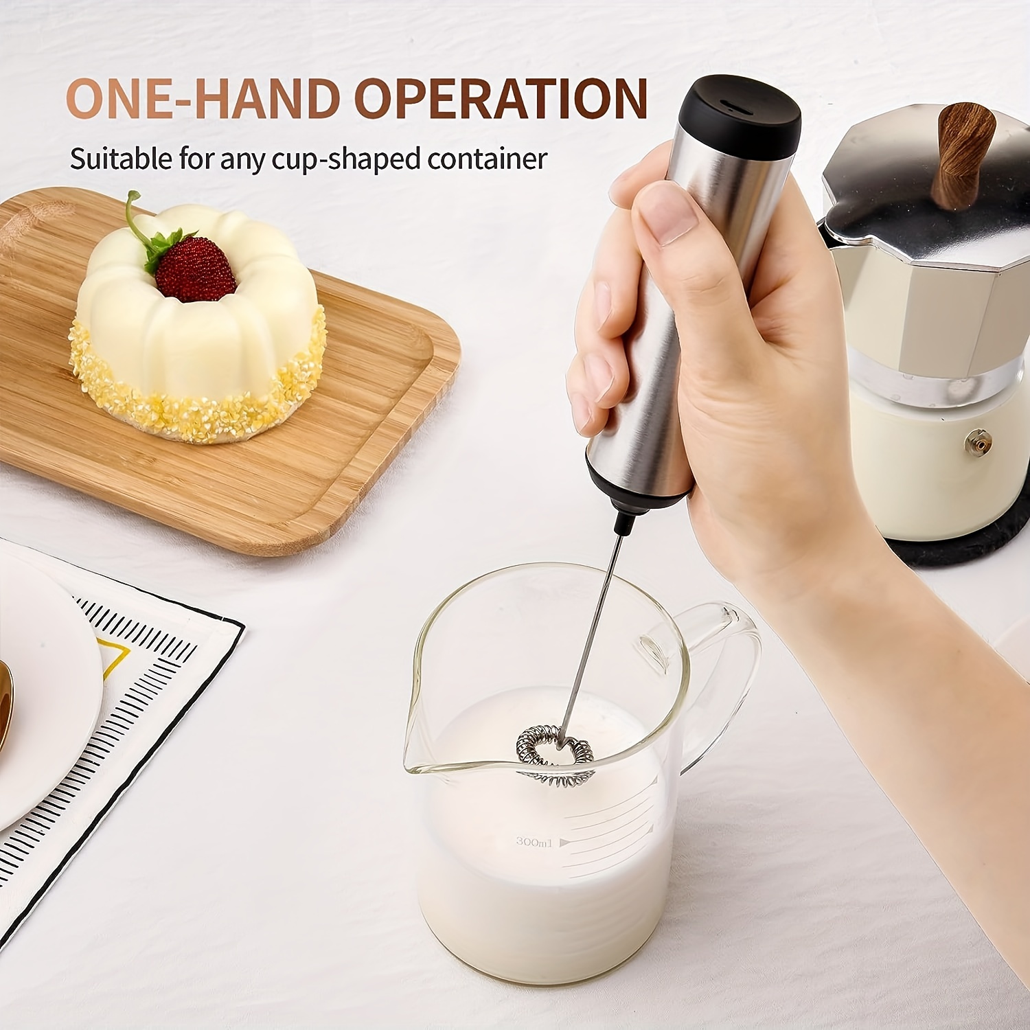 Electric Milk Frother, Handheld With Stainless Steel Stand, Usb-charging  Foam Maker, Mini Blender And Electric Mixer Coffee Frother For Frappe,  Latte, Matcha, Baking Supplies Kitchen Accessaries - Temu