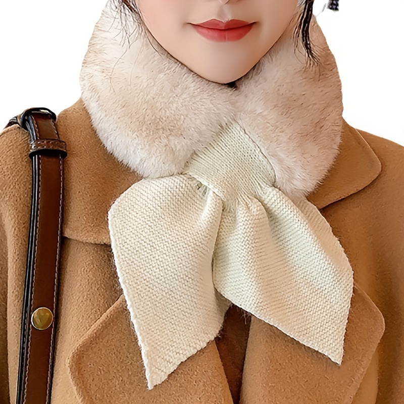 Warm leather brown women's wool scarf