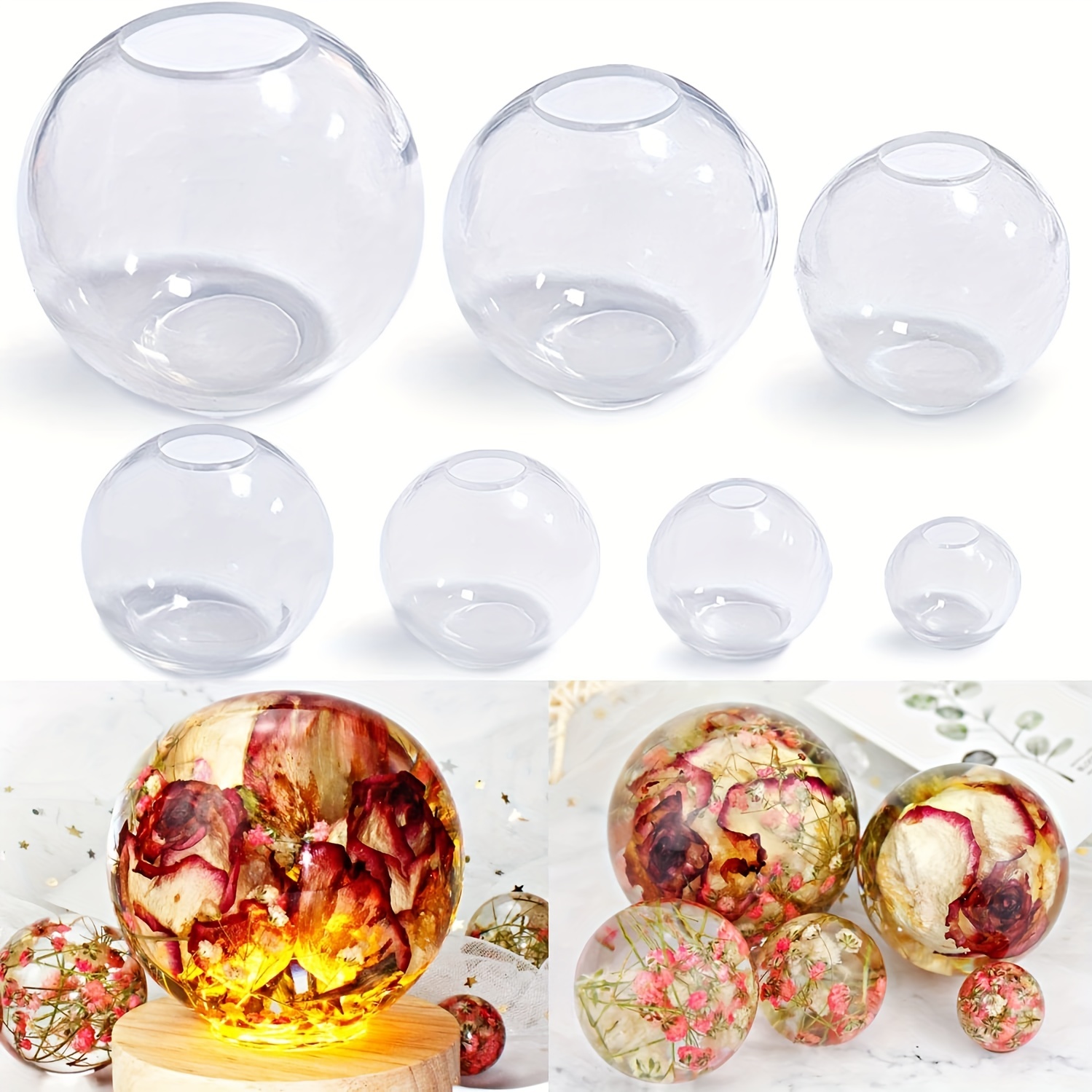 

Clear Silicone Sphere Molds, 4pcs/set Of 2", 1.7", 1.3", 0.9" 3d Seamless Sphere Silicone Molds For Resin Casting, Round Ball Orbs Epoxy Resin Mold For Jewelry, Soap, Candle Making Home Decor