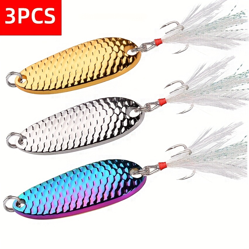 3pcs Bionic Metal Spoon Fishing Lure Kit - Hard Bait for Freshwater and  Saltwater Fishing - Includes Golden, Silvery, and Colorful Jigging Bait  Tackle