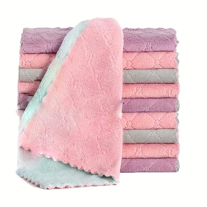 6 Pcs Hanging Towels Kitchen Coral Velvet Bathroom Soft Absorbent Dish Cloth