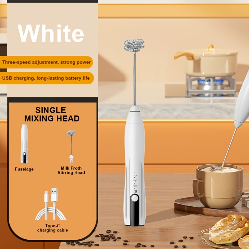 Espumador de leche eléctrico, Espumador de leche recargable por USB 2 en 1  Espumador de leche manual a batería para café, café con leche, capuchino