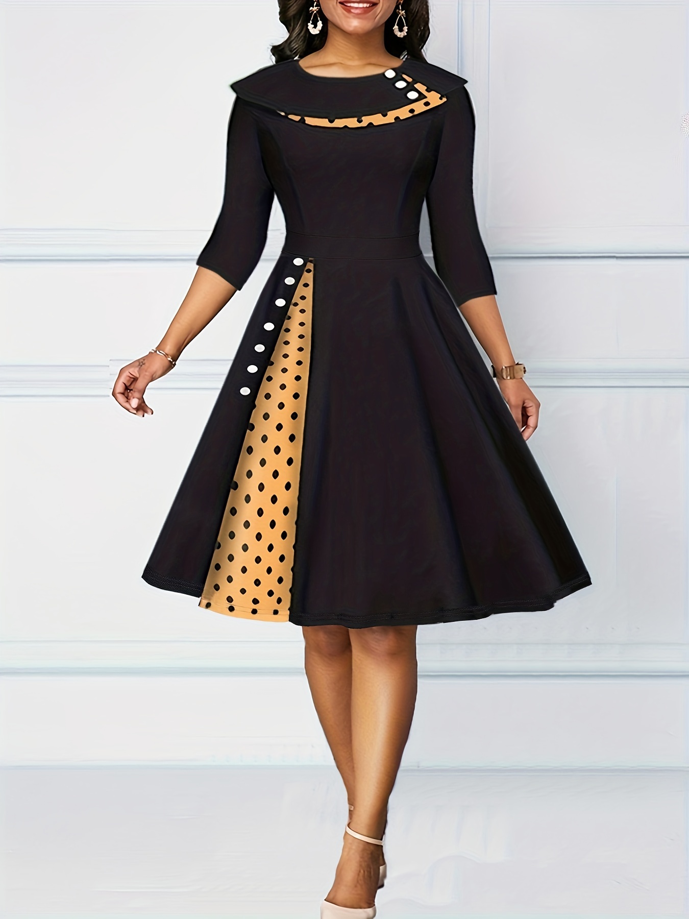 Vintage Dress Style, Houndstooth Dress, Retro Dress, Halter Dress