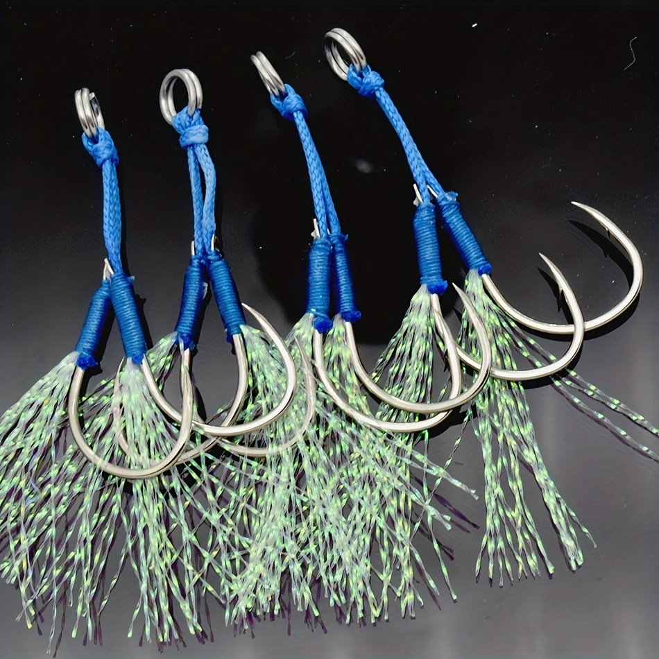 Blue Fishing Hooks Reflective Tassels Vertical - Temu