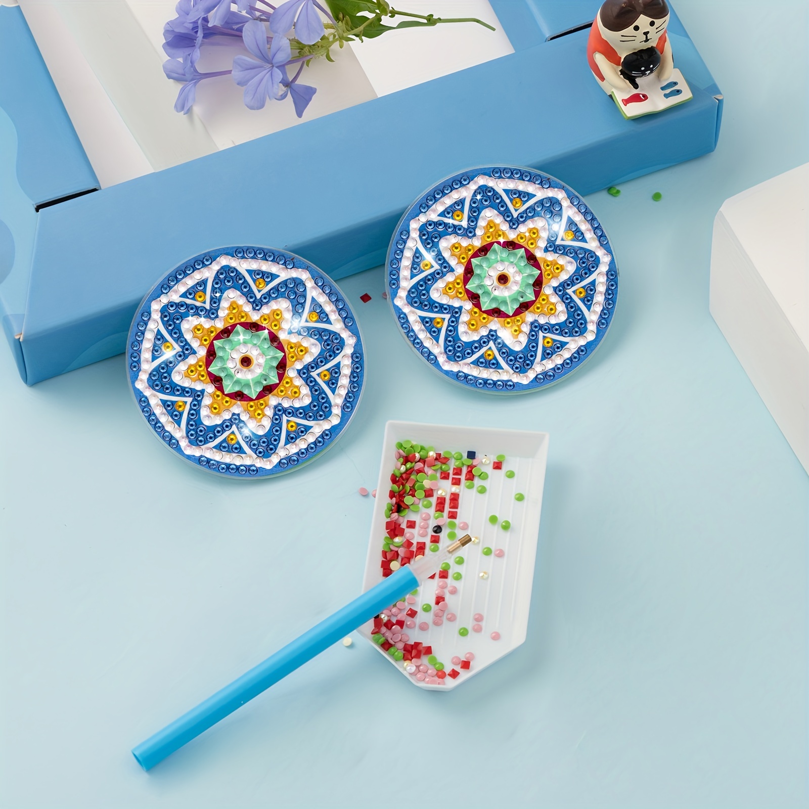 Round Diamond Shaped Diamond Diy Painted Coaster Set, Mandala Pattern  Coaster For Decoration And Gifts - Temu Philippines