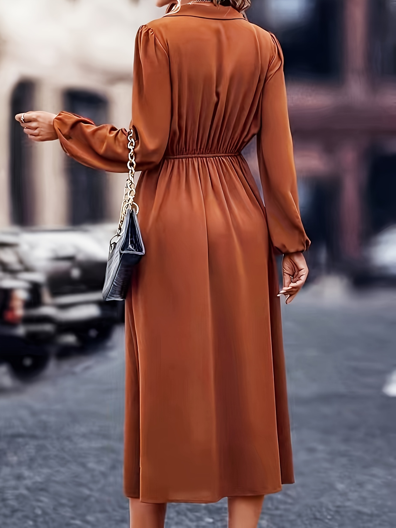 Lantern Sleeve Wrap Dress