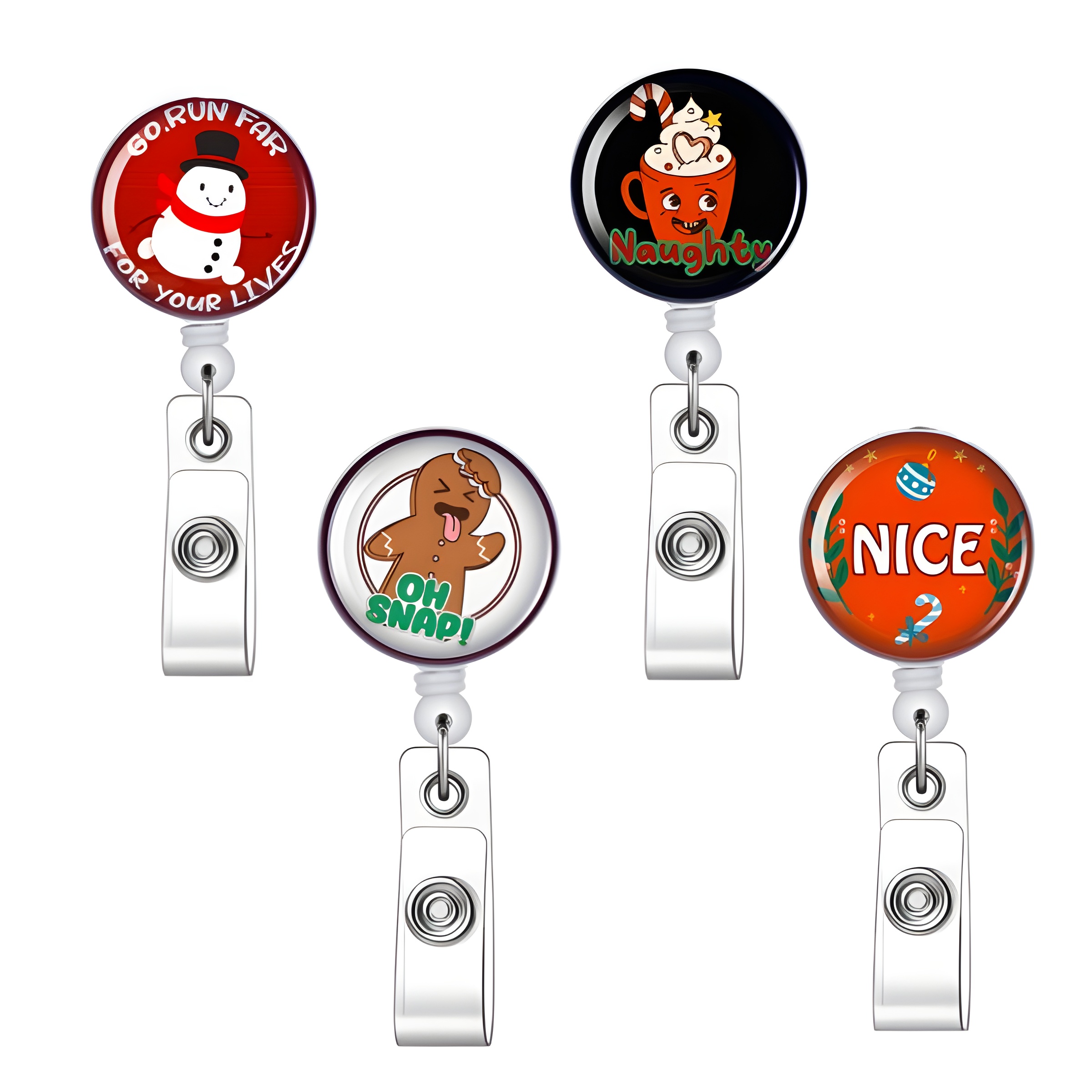 Gingerbread Badge Reel Glitter Badge Reel Christmas Badge Christmas  Retractable Badge ID Holder Work Badge Reel 