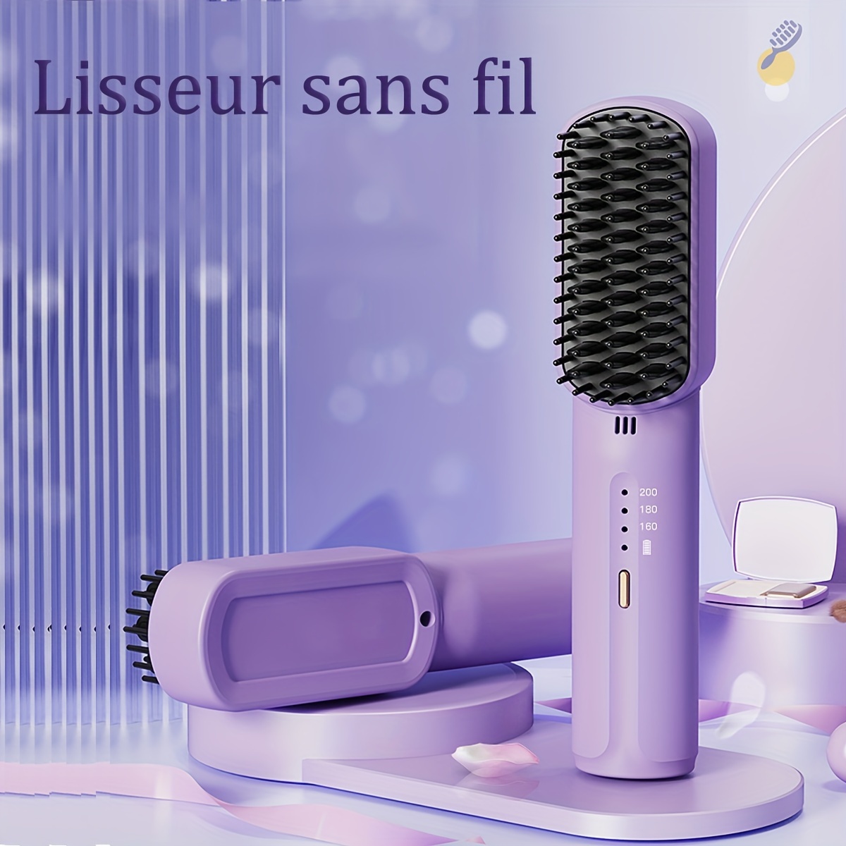 Mini brosse à lisser professionnelle en céramique pour homme