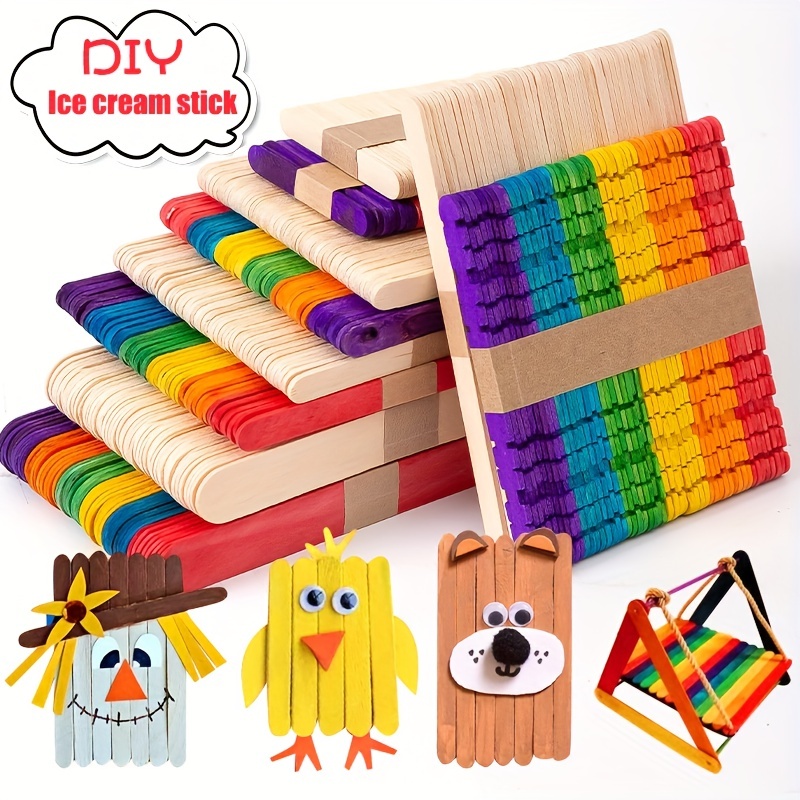 50Pcs Colored Wooden Craft Sticks Rainbow Craft Popsicle Sticks For DIY  Home Art Project Children's Handicrafts