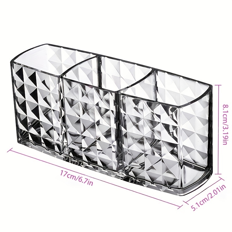 Glam Makeup Brush Holder Organizer, 3 Slot Acrylic Cosmetics Brushes XoXo