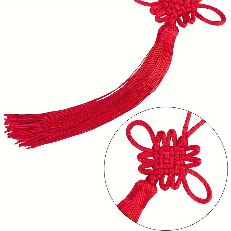 5個、赤い中国結びタッセル吊り下げ装飾/赤い縁起の良い結び目、自宅の