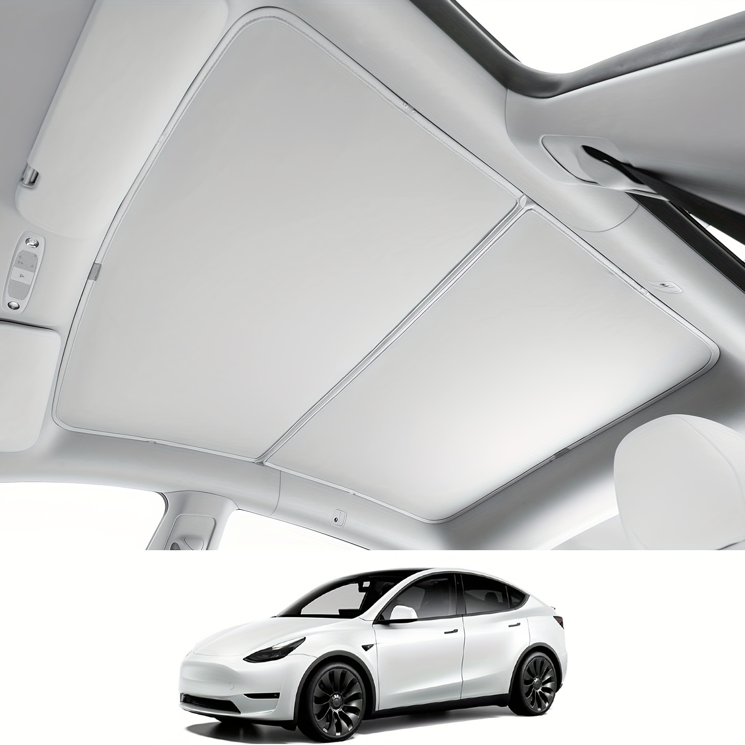 Glass Roof Sunshade for Tesla Model Y Accessories 2020-2023,No Sag Foldable  Sunroof Shade Heat Insulation Cover Top Window UV Sun Blocking Heat Shade
