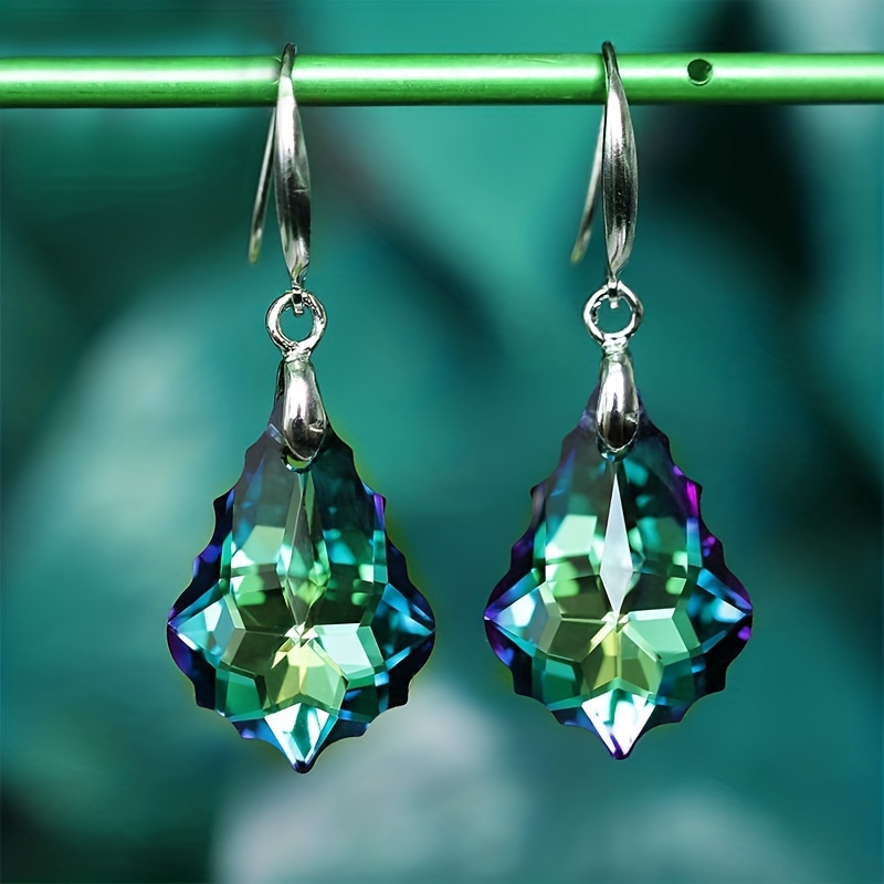 Temperament Crystal Maple Leaf Pendant Hook Earrings