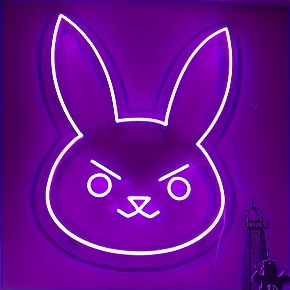 Une lumière au néon en forme de lapin mauvais, lumière en forme de lapin, lumière créative animale, lumière décorative au néon pour la chambre, décoration murale, maison, chambre, club, cadeau déclairage décoratif kawaii anime