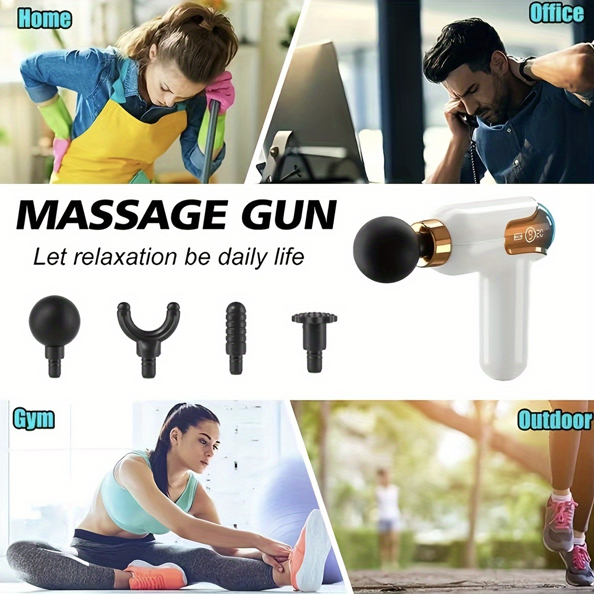 Massage Gun Deep Tissue Muscle Handheld Percussion - Temu