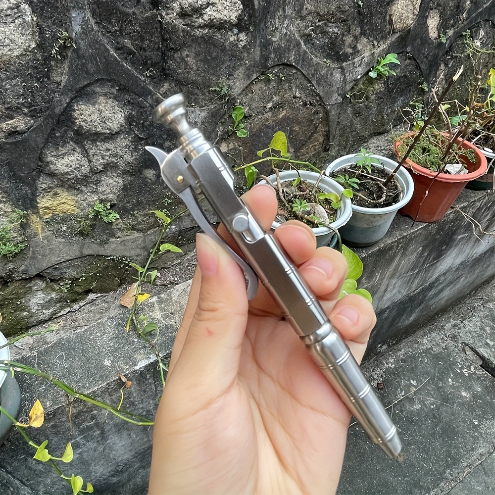 

Premium Stainless Steel Click Pen - Edc Outdoor With Pocket Clip, Refillable Medium Point, Ideal For Use, Handcrafted Gift