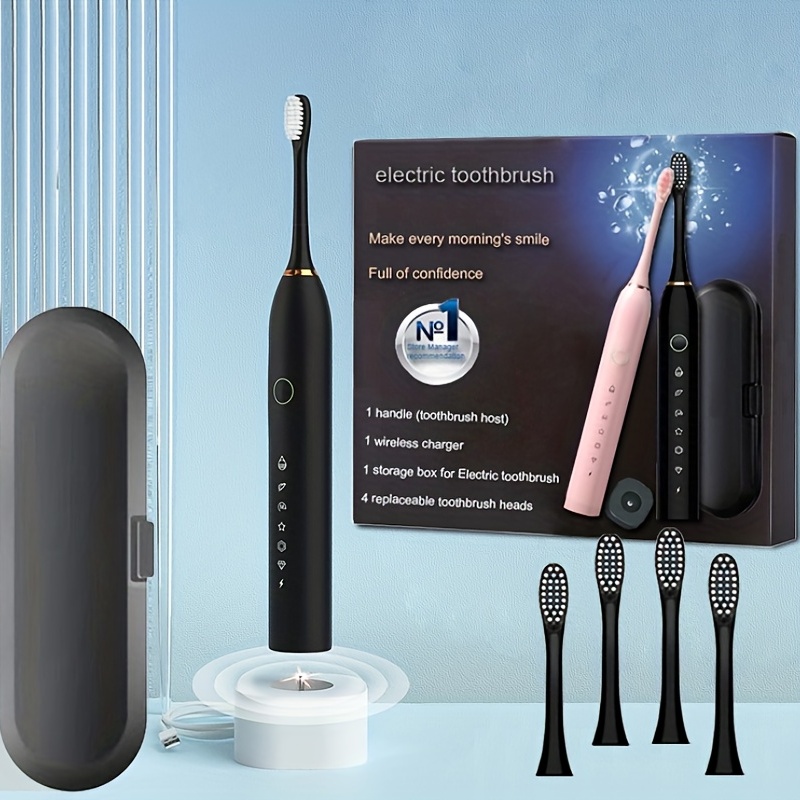  Newly Electric Toothbrush with 8 Replacement Brush Heads &  Toothbrush Box 2023 Clearance, IPX7 Waterproof Electric Toothbrush with 6  Modes for Different Teeth (Black) : Health & Household