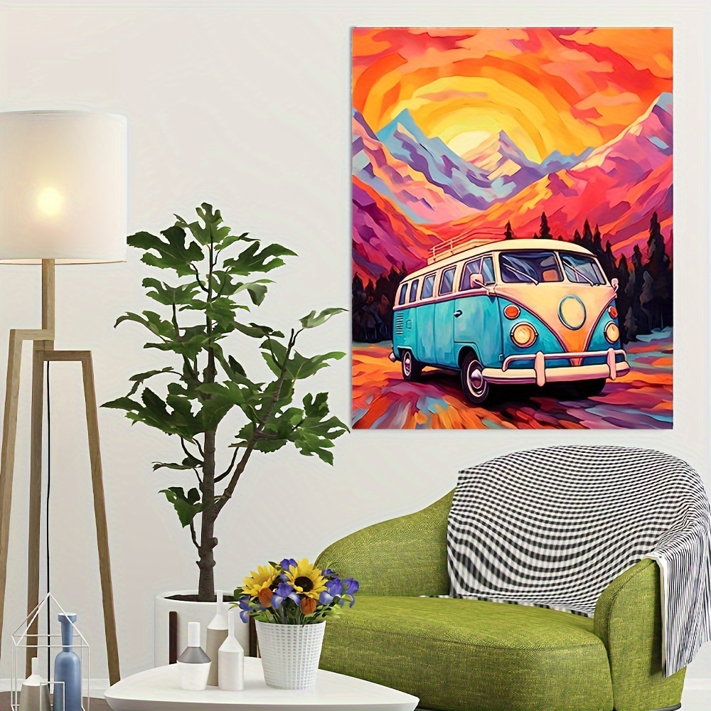 Paint By Numbers For Adults Bus DIY Digital Oil Painting Acrylic Paint  Leisurely Painting Kits Canvas Wall Art Bus Bedroom Wall Decor 16X20 Inch