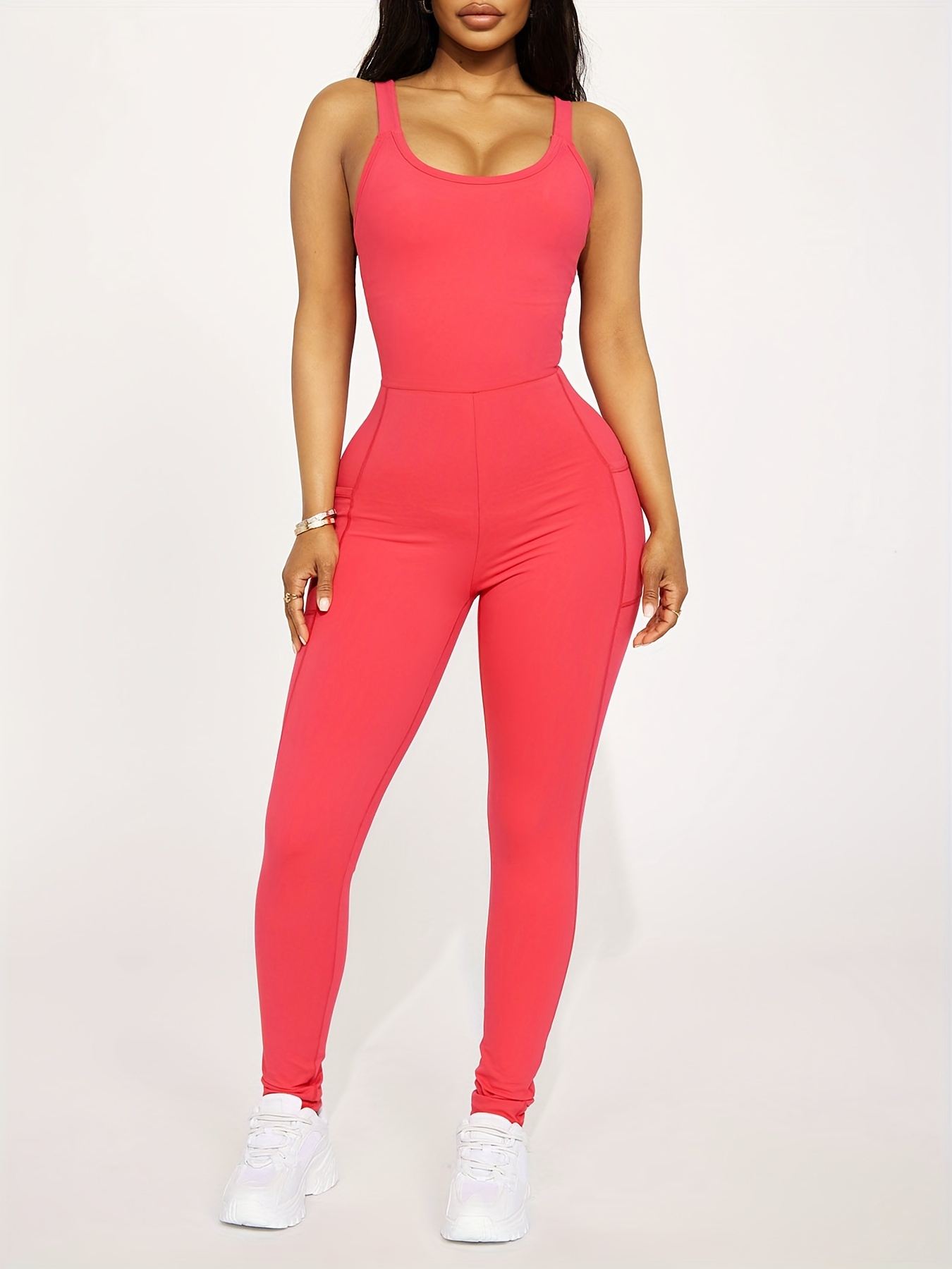 solid color skinny leg jumpsuit sexy sleeveless jumpsuit Temu