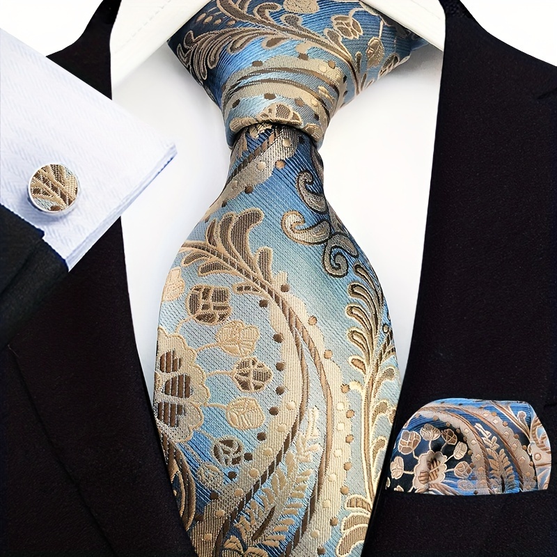 Men's Paisley Tie Set w/ Pocket Towel & Cufflinks