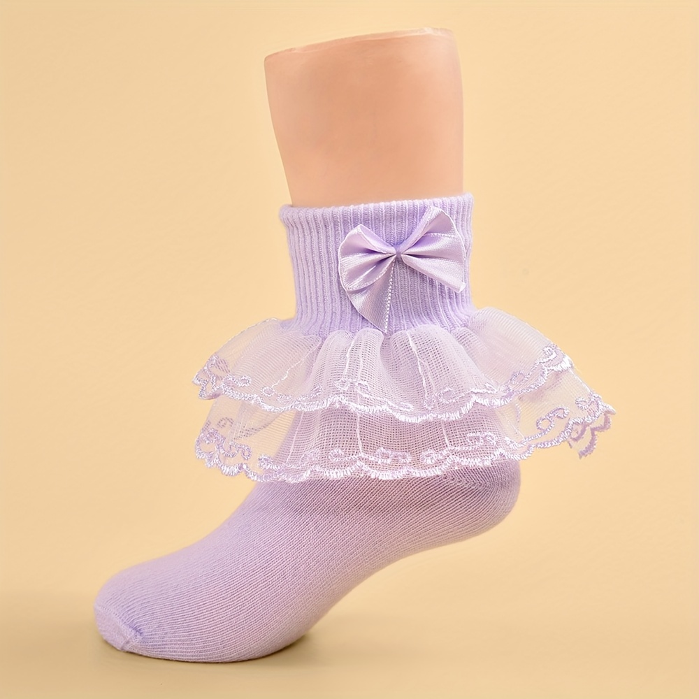 2pairs Girls Socks Cute White Lace Ruffle Socks - Temu Canada