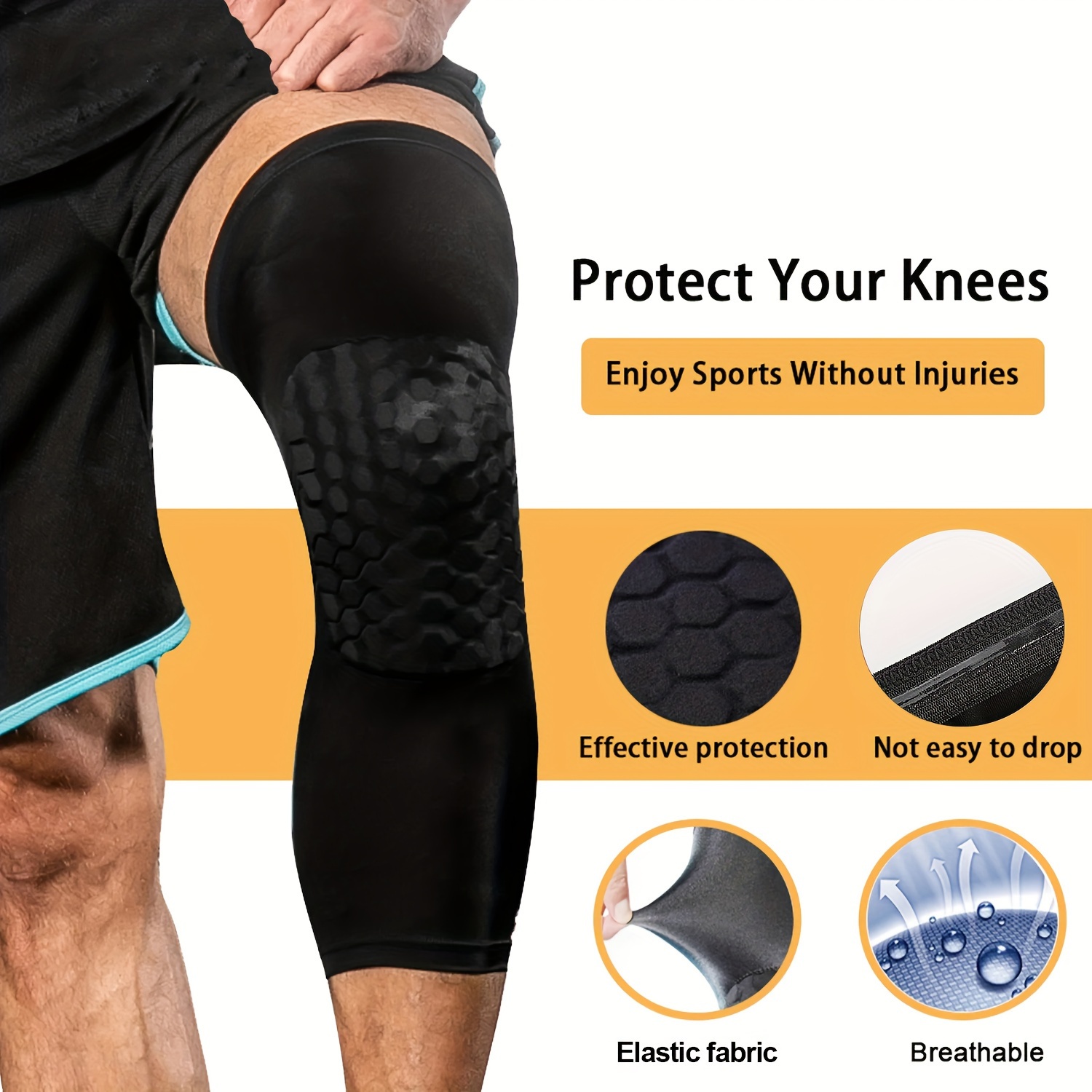 Compression MTB Knee Protection Volleyball With Honeycomb Long Leg