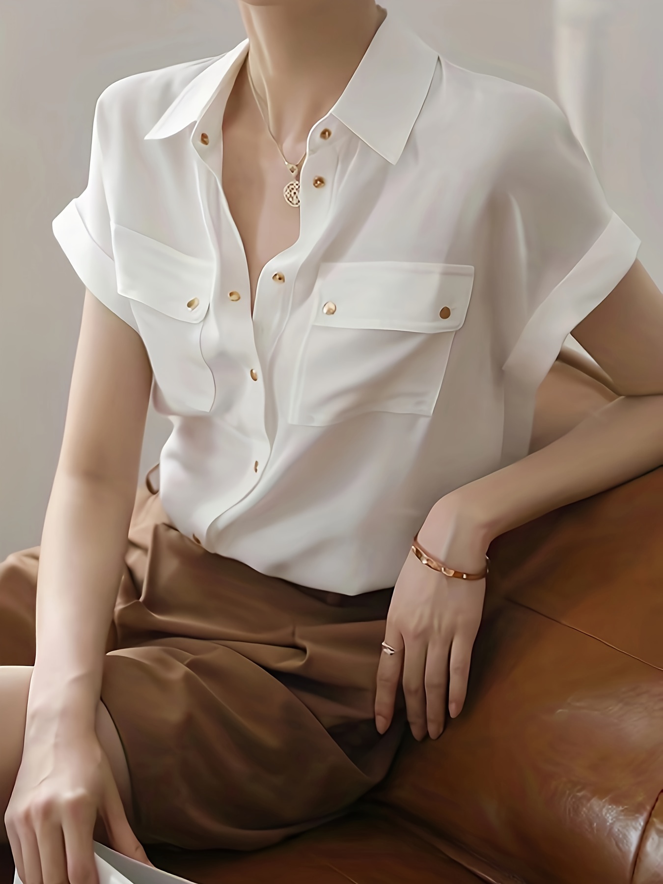 Women's Blouses Women Elegant Houndstooth Shirt Fashion Ruffle Stitching  Fluffy Long Sleeve Top Casual Blouses
