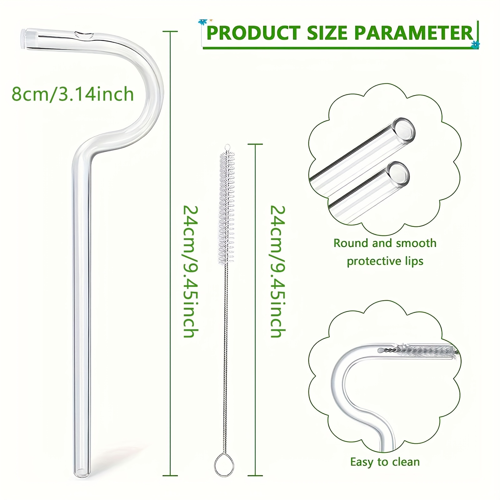2pcs Anti-Wrinkle Straw,Lip Straw for Wrinkles,Reusable Anti Wrinkle  Drinking Straw Stainless Steel Straw,Anti-wrinkle for engaging lips  horizontally,with 1 brush