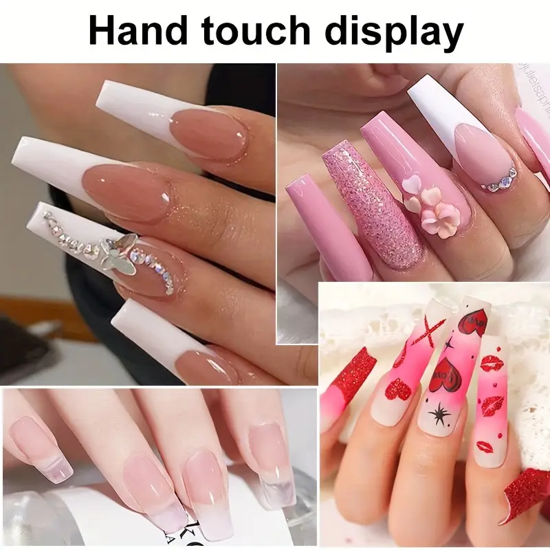 professional acrylic nail kit polymer crystals for nails small tips with acrylic gel polisher and nail artist decorations compact handheld led lamp included details 6