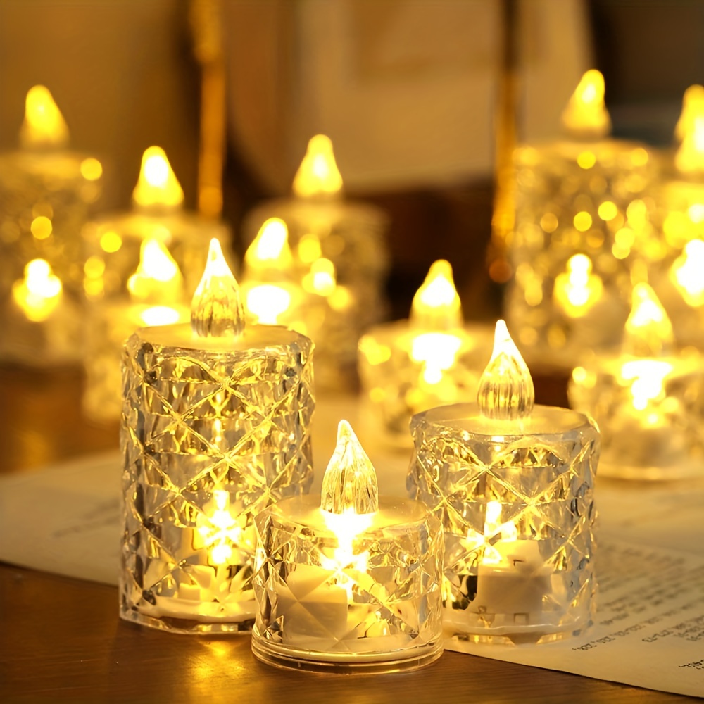 1 pz. luce di candela senza fiamma di cristallo, luci di candela  elettroniche a LED, luci ambientali alimentate a batteria per la festa di  nozze