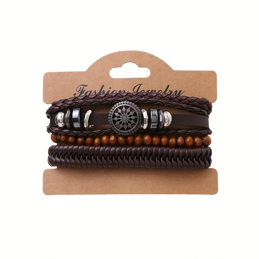 Handmade Boho Gypsy Hippie Brown Leather Bracelet Men Rope - Temu