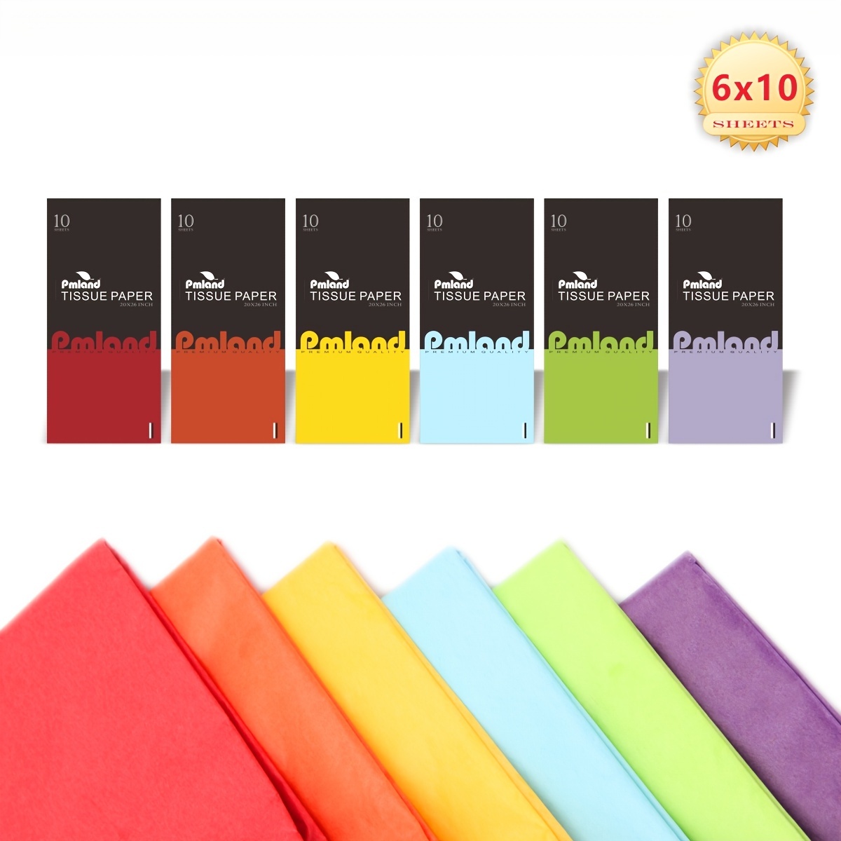  Larcenciel 60 Sheets Tissue Paper, 6 Metallic Colors