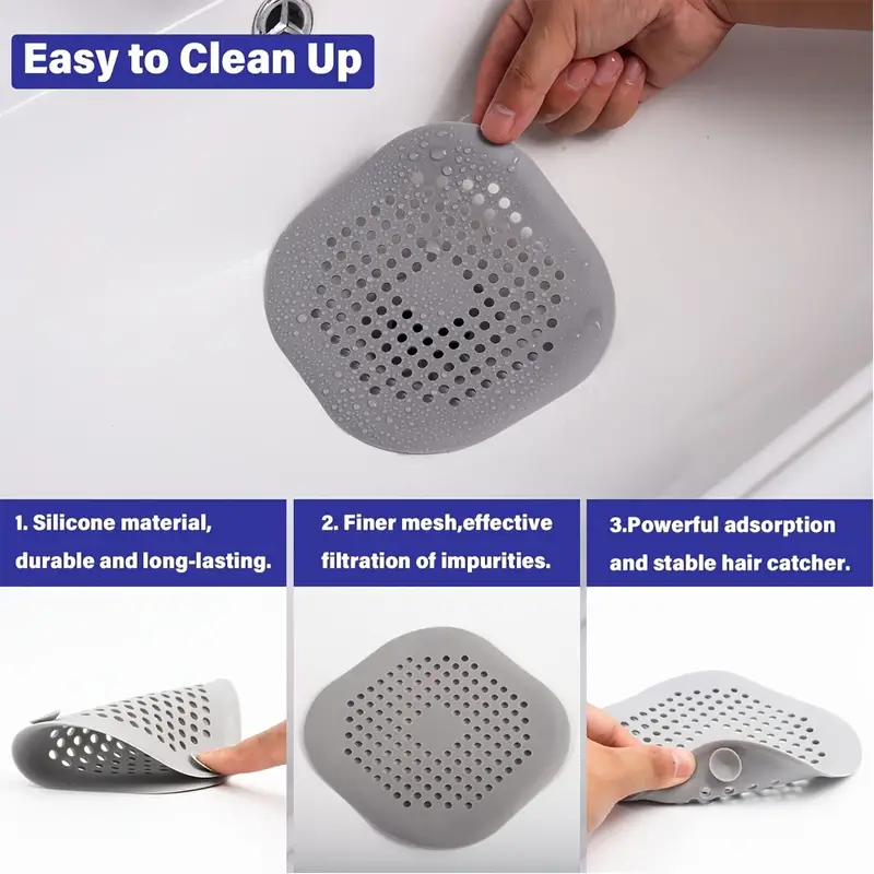 Hair Catcher Shower Drain Covers Protector Durable Silicone Bathtub Hair  Stopper Easy to Install and Clean Suit for Bathroom Tub Shower and Sink, 5