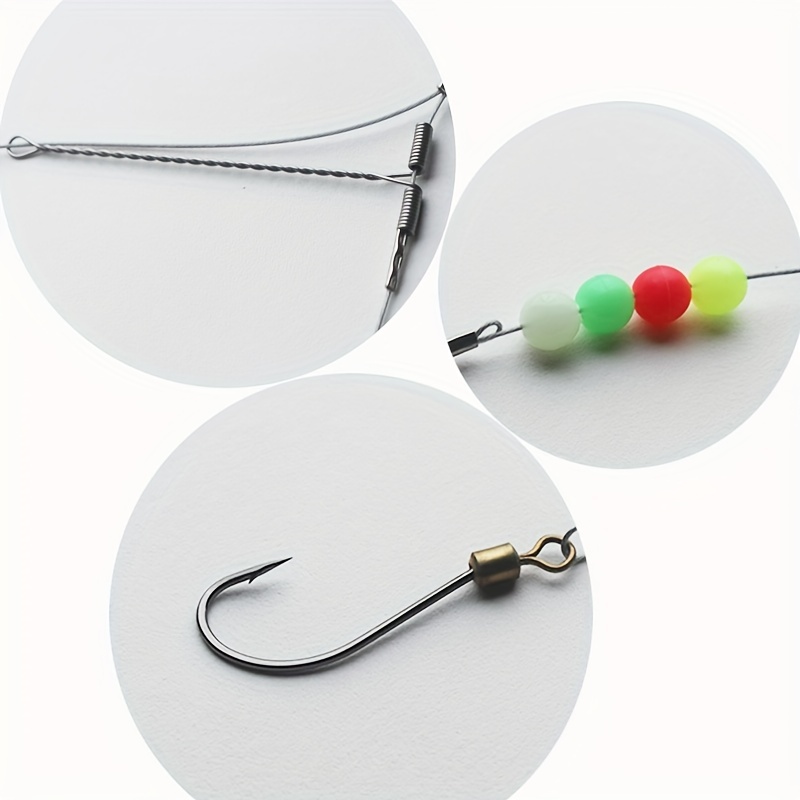 1 Pack Fishing Stainless Steel Hook Line, Fishing Rigs & Wire Leader Line  With Rolling Swivel And Barb Hooks